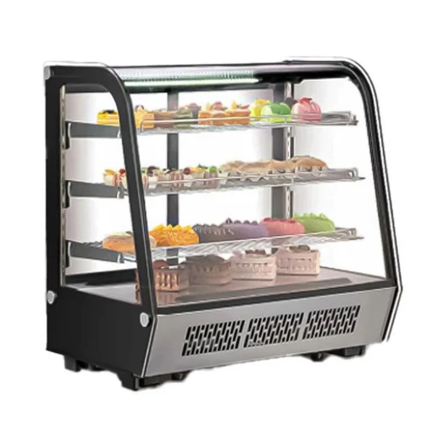 CW-235R MIGSA VITRINA REFRIGERADA CRISTAL CURVO CON 4 NIVELES DE EXHIBICION